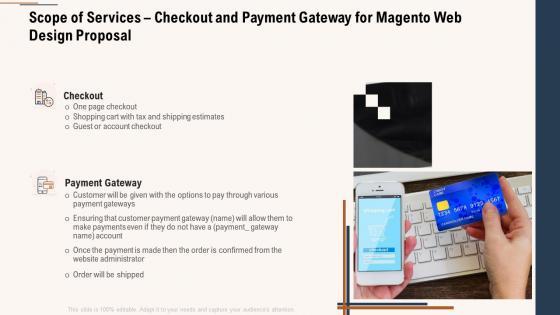 Scope of services checkout and payment gateway for magento web design proposal