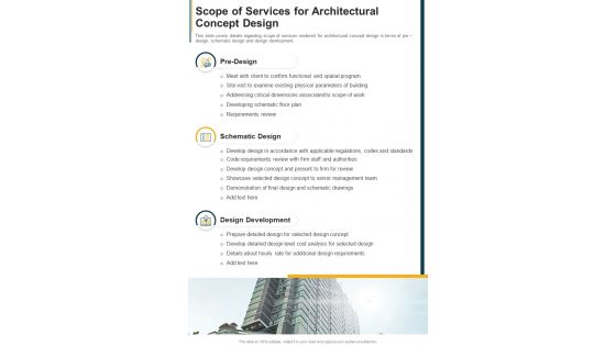 Scope Of Services For Architectural Concept Design One Pager Sample Example Document