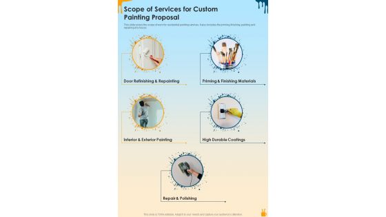 Scope Of Services For Custom Painting Proposal One Pager Sample Example Document