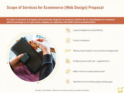Scope of services for ecommerce web design proposal ppt powerpoint background