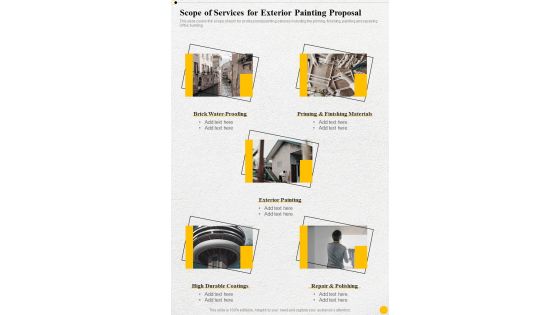 Scope Of Services For Exterior Painting Proposal One Pager Sample Example Document