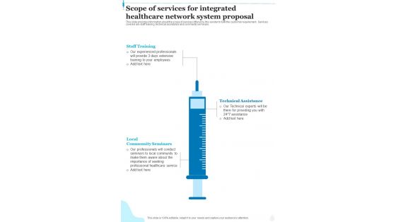 Scope Of Services For Integrated Healthcare Network System Proposal One Pager Sample Example Document