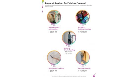 Scope Of Services For Painting Proposal One Pager Sample Example Document