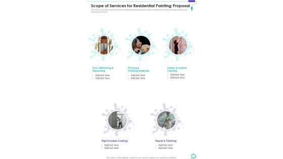 Scope Of Services For Residential Painting Proposal One Pager Sample Example Document