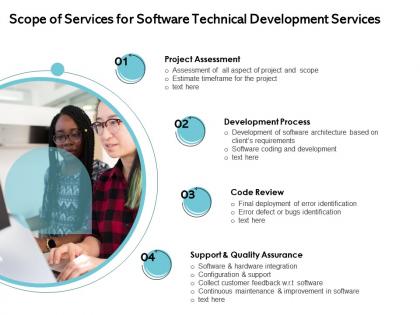 Scope of services for software technical development services ppt templates