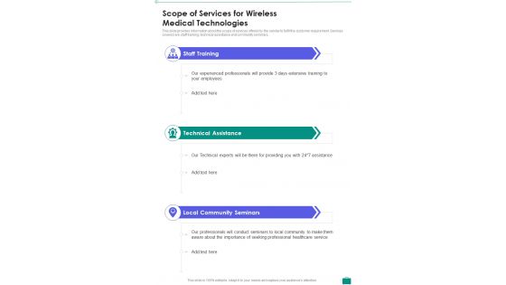 Scope Of Services For Wireless Medical Technologies One Pager Sample Example Document