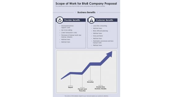 Scope Of Work For Btob Company Proposal One Pager Sample Example Document