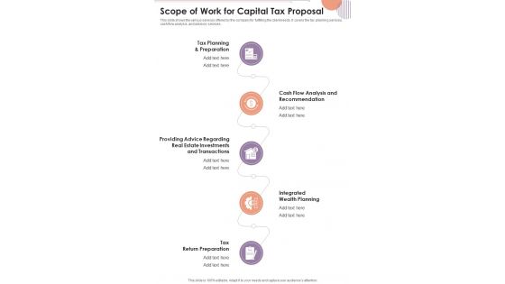 Scope Of Work For Capital Tax Proposal One Pager Sample Example Document