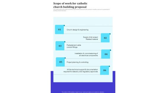 Scope Of Work For Catholic Church Building Proposal One Pager Sample Example Document