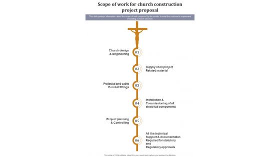 Scope Of Work For Church Construction Project Proposal One Pager Sample Example Document