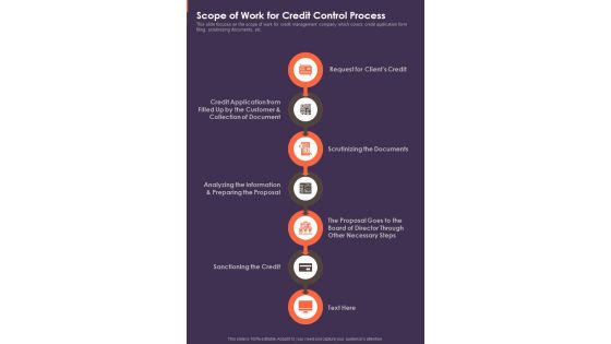 Scope Of Work For Credit Control Process One Pager Sample Example Document