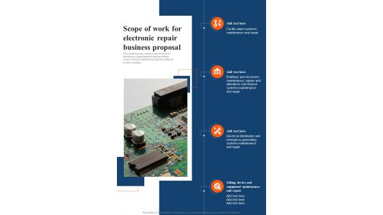 Scope Of Work For Electronic Repair Business Proposal One Pager Sample Example Document
