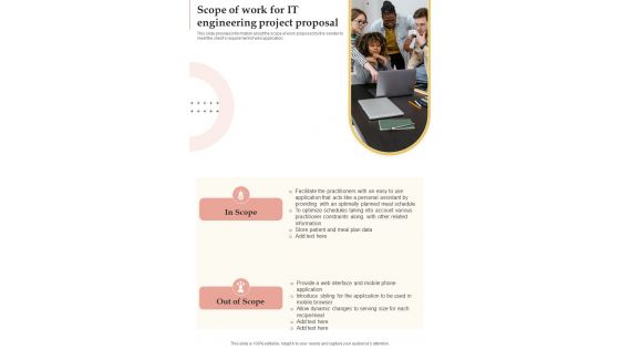 Scope Of Work For It Engineering Project Proposal One Pager Sample Example Document