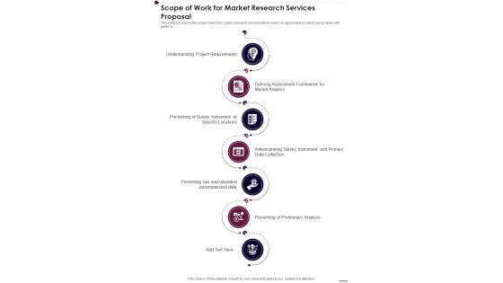 Scope Of Work For Market Research Services Proposal One Pager Sample Example Document