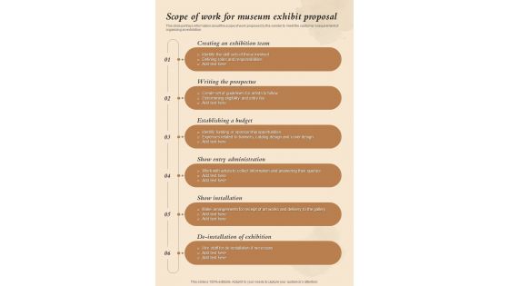 Scope Of Work For Museum Exhibit Proposal One Pager Sample Example Document