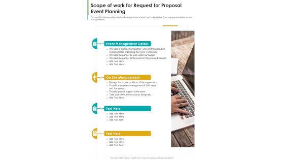 Scope Of Work For Request For Proposal Event Planning One Pager Sample Example Document