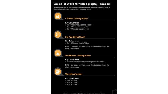 Scope Of Work For Videography One Pager Sample Example Document