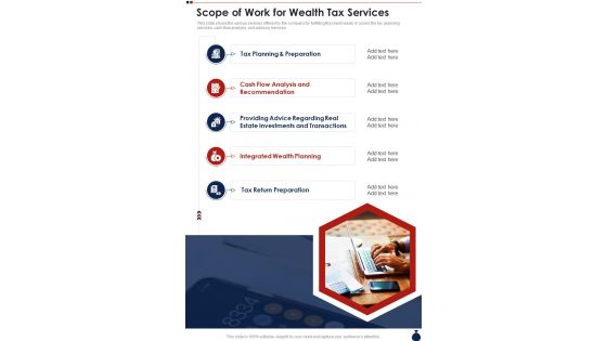 Scope Of Work For Wealth Tax Services One Pager Sample Example Document