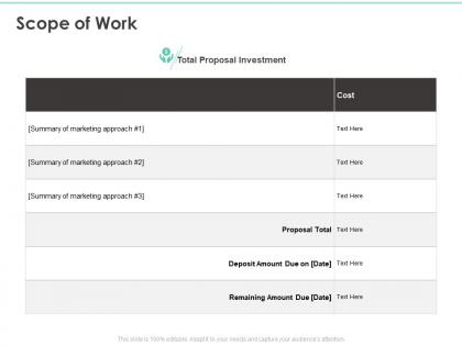 Scope of work marketing approach ppt powerpoint presentation summary smartart