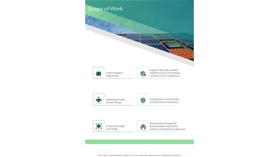 Scope Of Work Solar Rooftop Project Proposal One Pager Sample Example Document