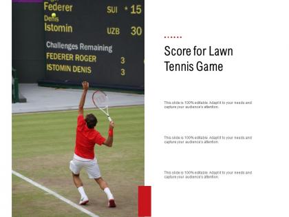 Score for lawn tennis game
