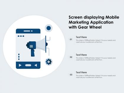 Screen displaying mobile marketing application with gear wheel