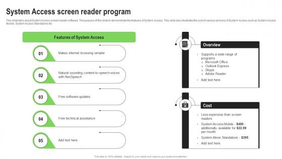 Screen Reader Types System Access Screen Reader Program