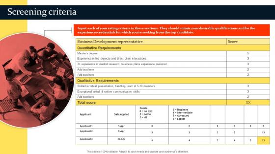Screening Criteria Talent Acquisition User Guide Ppt Show Graphics Download