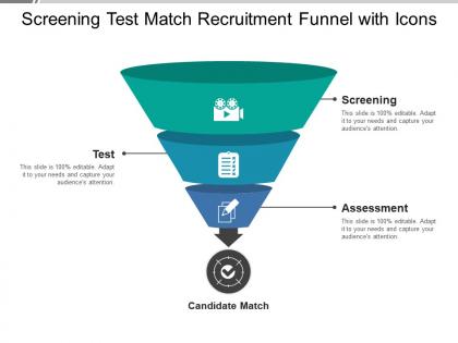 Screening test match recruitment funnel with icons