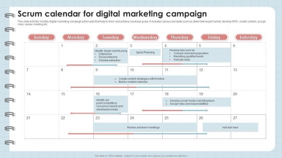 Scrum Calendar For Digital Marketing Campaign