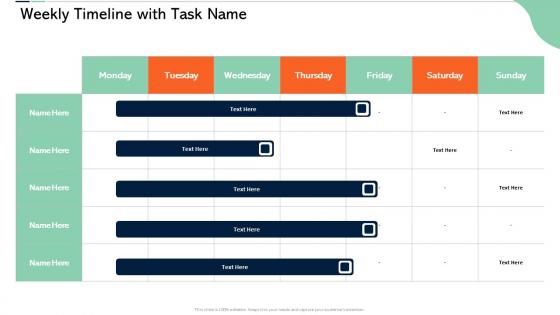 Scrum certificate training in organization weekly timeline with task name