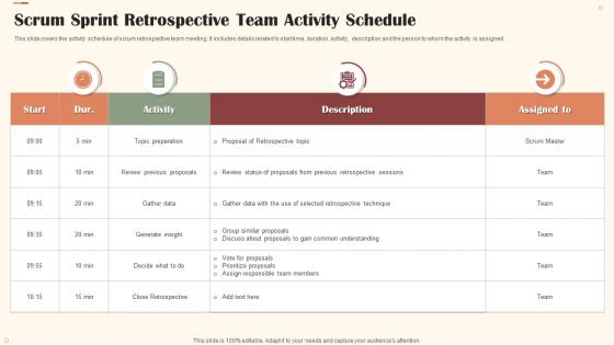 Scrum Sprint Retrospective Team Activity Schedule
