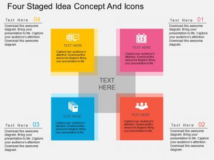 Sd four staged idea concept and icons flat powerpoint design
