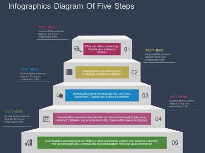 Se infographics diagram of five steps flat powerpoint design