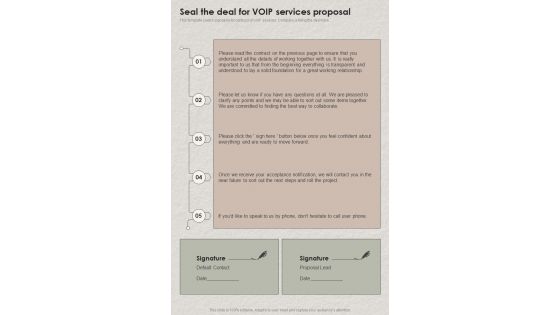 Seal The Deal For Request For Proposals VOIP One Pager Sample Example Document