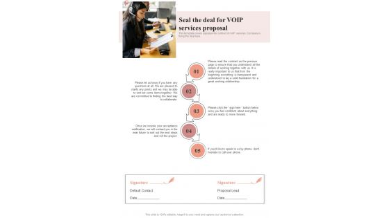 Seal The Deal For VOIP Request Proposal One Pager Sample Example Document