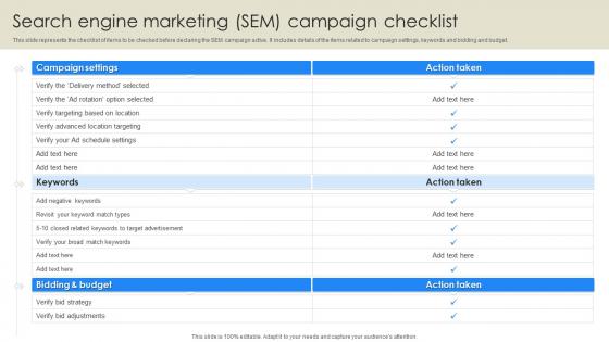 Search Engine Marketing Sem Campaign Checklist