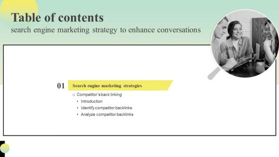 Search Engine Marketing Strategy To Enhance Conversations Table Of Contents MKT SS V