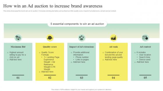 Search Engine Marketing Strategy To Enhance How Win An Ad Auction To Increase Brand Awareness MKT SS V