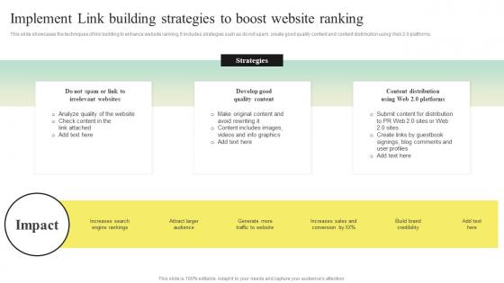 Search Engine Marketing Strategy To Enhance Implement Link Building Strategies To Boost Website Ranking MKT SS V