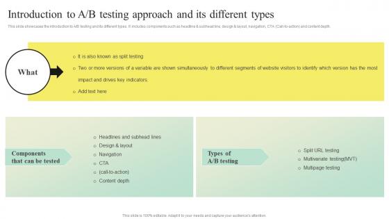 Search Engine Marketing Strategy To Enhance Introduction To A B Testing Approach And Its Different Types MKT SS V
