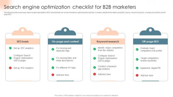 Search Engine Optimization Checklist For B2B Complete Introduction To Business Marketing MKT SS V