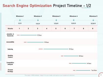 Search engine optimization project timeline keywords ppt powerpoint presentation tips