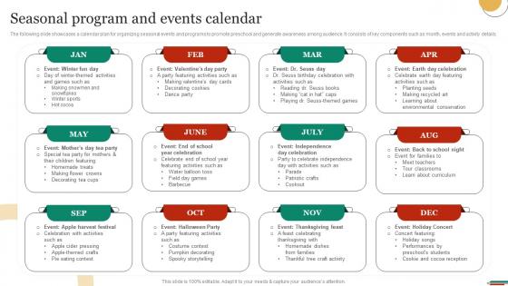 Seasonal Program And Events Calendar Marketing Strategies To Promote Strategy SS V