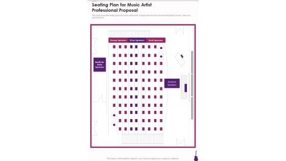 Seating Plan For Music Artist Professional Proposal One Pager Sample Example Document