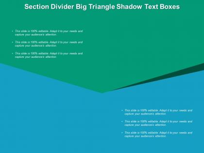 Section divider big triangle shadow text boxes