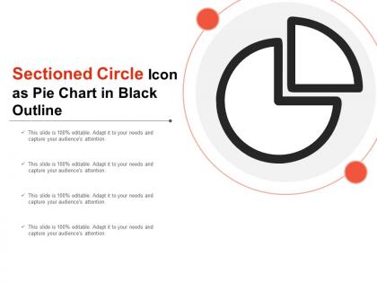 Sectioned circle icon as pie chart in black outline