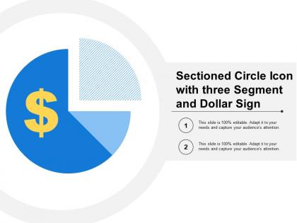 Sectioned circle icon with three segment and dollar sign