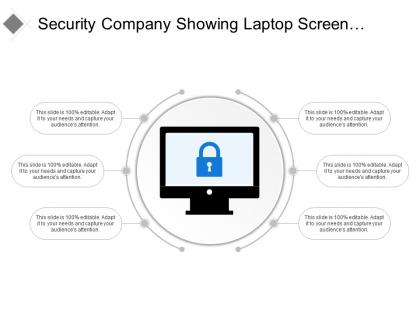 Security company showing laptop screen with lock symbol