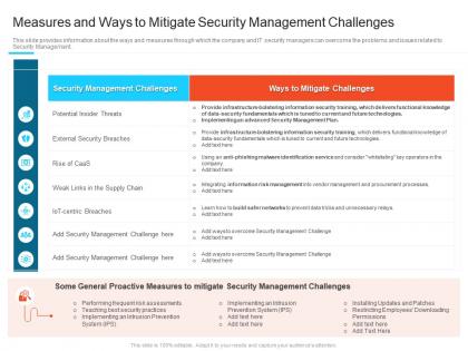 Security management challenges steps set up advanced security management plan ppt icons